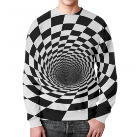 full_print_sweatshirt с принтом ВОРОНКА ШАХМАТНАЯ. ЧЕРНОЕ И БЕЛОЕ. в Нижнем Новгороде,  |  | 