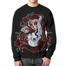 full_print_sweatshirt с принтом Sugar skull girl в Нижнем Новгороде,  |  | 