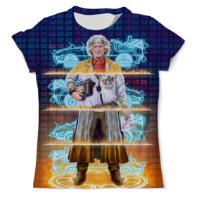 full_print_tee с принтом Back To The Future в Нижнем Новгороде, Футболка с нанесением полноцветного изображения по всей поверхности может быть выполнена в двух вариантах - ХЛОПОК и СИНТЕТИКА. | Хлопок - ткань из 100% хлопка высшего качества пенье.  <br>Синтетика - ткань с высоким содержанием синтетического волокна (до 80%).  Материал хорошо тянется, имеет приятную на ощупь фактуру | Тематика изображения на принте: 