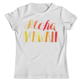 full_print_tee с принтом Aloha Hawaii в Нижнем Новгороде, Футболка с нанесением полноцветного изображения по всей поверхности может быть выполнена в двух вариантах - ХЛОПОК и СИНТЕТИКА. | Хлопок - ткань из 100% хлопка высшего качества пенье.  <br>Синтетика - ткань с высоким содержанием синтетического волокна (до 80%).  Материал хорошо тянется, имеет приятную на ощупь фактуру | Тематика изображения на принте: 