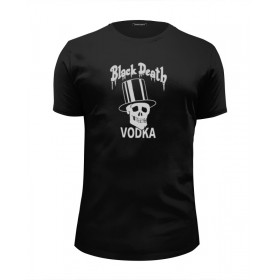 Мужская футболка Premium с принтом Black Death Vodka в Нижнем Новгороде, Белый, черный, серый меланж, голубой: 100% хлопок, плотность 160 гр. Остальные цвета: 92% хлопок, 8% лайкра, плотность 170-180гр. |  | 