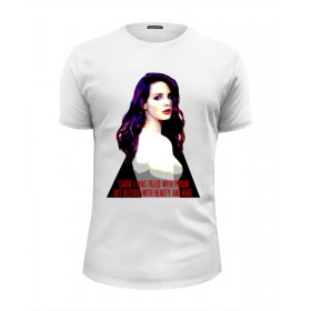 Мужская футболка Premium с принтом Lana Del Rey - Ultraviolence Era (Front Back) в Нижнем Новгороде, Белый, черный, серый меланж, голубой: 100% хлопок, плотность 160 гр. Остальные цвета: 92% хлопок, 8% лайкра, плотность 170-180гр. |  | 