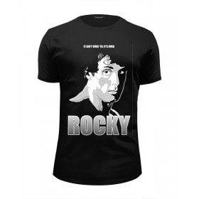 Мужская футболка Premium с принтом Rocky Balboa в Нижнем Новгороде, Белый, черный, серый меланж, голубой: 100% хлопок, плотность 160 гр. Остальные цвета: 92% хлопок, 8% лайкра, плотность 170-180гр. |  | Тематика изображения на принте: 