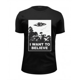 Мужская футболка Premium с принтом I Want to Believe (X-Files) в Нижнем Новгороде, Белый, черный, серый меланж, голубой: 100% хлопок, плотность 160 гр. Остальные цвета: 92% хлопок, 8% лайкра, плотность 170-180гр. |  | Тематика изображения на принте: 