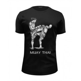 Мужская футболка Premium с принтом Muay Thai в Нижнем Новгороде, Белый, черный, серый меланж, голубой: 100% хлопок, плотность 160 гр. Остальные цвета: 92% хлопок, 8% лайкра, плотность 170-180гр. |  | 