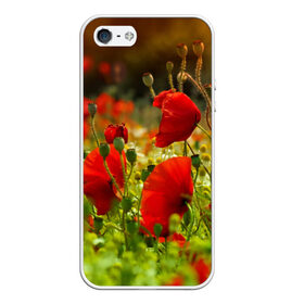 Чехол для iPhone 5/5S матовый с принтом Маки в Нижнем Новгороде, Силикон | Область печати: задняя сторона чехла, без боковых панелей | field | flowers | meadow | nature | poppies | poppy | red | summer | wild | красные | лето | луг | мак | маки | поле | полевые | природа | цветы