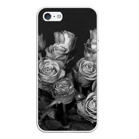 Чехол для iPhone 5/5S матовый с принтом Черно-белые розы в Нижнем Новгороде, Силикон | Область печати: задняя сторона чехла, без боковых панелей | букет | цветы