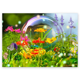 Поздравительная открытка с принтом Flowers в Нижнем Новгороде, 100% бумага | плотность бумаги 280 г/м2, матовая, на обратной стороне линовка и место для марки
 | арт | краска | лето | лучи | любовь | новинки | популярные | природа | рисунки | свет | цветы