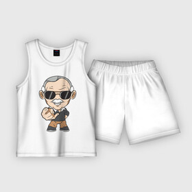 Детская пижама с шортами хлопок с принтом Stan Lee в Нижнем Новгороде,  |  | comics | lieber | martin | marvel | stanley | актёр | ли | либер | мартин | писатель | продюсер | редактор | стэн | стэнли | сценарист | телеведущий