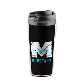 Термокружка-непроливайка с принтом MONSTA X в Нижнем Новгороде, внутренняя часть — пищевой пластик, наружная часть — прозрачный пластик, между ними — полиграфическая вставка с рисунком | объем — 350 мл, герметичная крышка | h.one | hoseok | hyungwon | hyunwoo | i.m | jooheon | kihyun | lee | minhyuk | monsta | shin | shownu | son | wonho | x | айэм | вонхо | кихён | минхёк | сон | хёнвон | хёну | хосок | чжухон | шин | шону