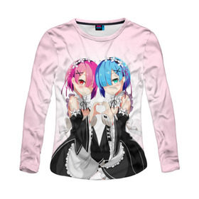Женский лонгслив 3D с принтом Re:Zero. Рем и Рам в Нижнем Новгороде, 100% полиэстер | длинные рукава, круглый вырез горловины, полуприлегающий силуэт | re zero | re:zero. жизнь с нуля в альтернативном мире | re:zero. жизнь с нуля в другом мире | rezero | аниме | манга | рем | рем и рам | эмилия