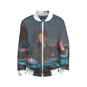 Детский бомбер 3D Танджиро Камадо: в Нижнем Новгороде, 100% полиэстер | застегивается на молнию, по бокам два кармана без застежек, мягкие манжеты, по низу бомбера и на воротнике — эластичная резинка | Тематика изображения на принте: аниме | клинок рассекающий демонов | танджиро камадо