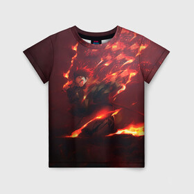 Детская футболка 3D Танджиро Камадо: в Нижнем Новгороде, 100% гипоаллергенный полиэфир | прямой крой, круглый вырез горловины, длина до линии бедер, чуть спущенное плечо, ткань немного тянется | Тематика изображения на принте: аниме | клинок рассекающий демонов | танджиро камадо