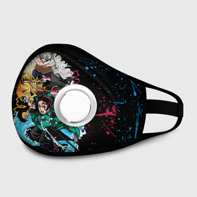 Маска из неопрена  KIMETSU NO YAIBA: в Нижнем Новгороде, неопрен 100% | Форма огибающая нос. Резинки для ушей с дополнительной резинкой на затылке. Клапан для выдоха для активного дыхания при занятиях спортом. Эластичный материал маски и окантовки для лучшего растяжения и прилегания маски.&nbsp; | Тематика изображения на принте: demon slayer | demon slayer: kimetsu no yaiba | kimetsu | kimetsu no yaiba | nezuko | shinobu | slayer | tanjiro | клинок рассекающий демонов | незуко | танджиро | шинобу кочо