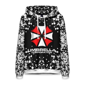 Мужская толстовка 3D с принтом Umbrella Corporation. в Нижнем Новгороде, 100% полиэстер | двухслойный капюшон со шнурком для регулировки, мягкие манжеты на рукавах и по низу толстовки, спереди карман-кенгуру с мягким внутренним слоем. | resident evil | umbrella corporation | амбрелла | амбрелла корпорейшн | вирус | вымышленная военная и фармацевтическая корпорация | игра | умбрелла