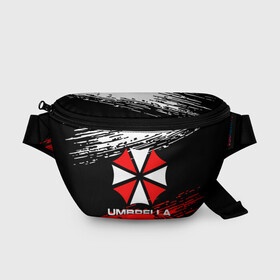 Поясная сумка 3D с принтом Umbrella Corporation. в Нижнем Новгороде, 100% полиэстер | плотная ткань, ремень с регулируемой длиной, внутри несколько карманов для мелочей, основное отделение и карман с обратной стороны сумки застегиваются на молнию | resident evil | umbrella corporation | амбрелла | амбрелла корпорейшн | вирус | вымышленная военная и фармацевтическая корпорация | игра | умбрелла