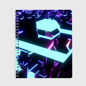 Тетрадь с принтом Blue Neons в Нижнем Новгороде, 100% бумага | 48 листов, плотность листов — 60 г/м2, плотность картонной обложки — 250 г/м2. Листы скреплены сбоку удобной пружинной спиралью. Уголки страниц и обложки скругленные. Цвет линий — светло-серый
 | blue | cyberpunk2077 | girl | neon | неон | неоновая