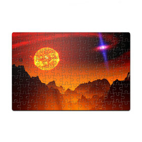 Пазл магнитный 126 элементов с принтом космос в Нижнем Новгороде, полимерный материал с магнитным слоем | 126 деталей, размер изделия —  180*270 мм | 3d | горы | космос | планета | солнце