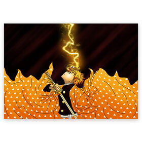 Поздравительная открытка ЗЕНИЦУ: в Нижнем Новгороде, 100% бумага | плотность бумаги 280 г/м2, матовая, на обратной стороне линовка и место для марки
 | Тематика изображения на принте: anime | demon slayer | kimetsu no yaiba | аниме | бесконечный поезд | гию томиока | зеницу | иноске | иноске хашибира | клинок | клинок рассекающий демонов | манга | недзуко | незука | незуко | нэзуко