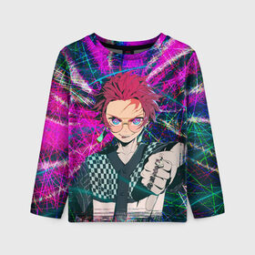 Детский лонгслив 3D Танджиро Камадо: в Нижнем Новгороде, 100% полиэстер | длинные рукава, круглый вырез горловины, полуприлегающий силуэт
 | Тематика изображения на принте: demon slayer | kimetsu no aiba | tanjiro | камадо | клинок | рассекающий демонов | танджиро