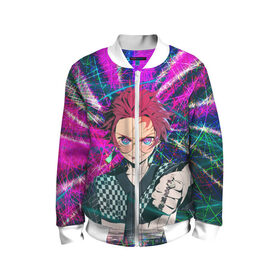 Детский бомбер 3D Танджиро Камадо: в Нижнем Новгороде, 100% полиэстер | застегивается на молнию, по бокам два кармана без застежек, мягкие манжеты, по низу бомбера и на воротнике — эластичная резинка | Тематика изображения на принте: demon slayer | kimetsu no aiba | tanjiro | камадо | клинок | рассекающий демонов | танджиро