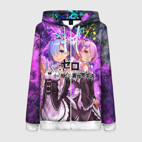 Женская толстовка 3D на молнии с принтом ReZero Жизнь с нуля в Нижнем Новгороде, 100% полиэстер | длина до линии бедра, манжеты и пояс оформлены мягкой тканевой резинкой, двухслойный капюшон со шнурком для регулировки, спереди молния, по бокам два кармана | re: zero kara hajimeru isekai seikatsu | в альтернативном мире | жизнь с нуля | жизнь с нуля в альтернативном мире | таппэй нагацуки