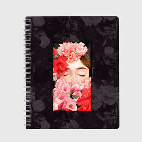 Тетрадь с принтом Flowers girl в Нижнем Новгороде, 100% бумага | 48 листов, плотность листов — 60 г/м2, плотность картонной обложки — 250 г/м2. Листы скреплены сбоку удобной пружинной спиралью. Уголки страниц и обложки скругленные. Цвет линий — светло-серый
 | Тематика изображения на принте: 8 марта | лучшая в мире | мама | подарок | подарок женщине | подарок любимым | подарок на 8 марта | самая лучшая  в мире | семья