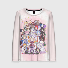 Женский лонгслив 3D с принтом RE:Zero в Нижнем Новгороде, 100% полиэстер | длинные рукава, круглый вырез горловины, полуприлегающий силуэт | аниме | рам | рем | субару | феликс | эмилия