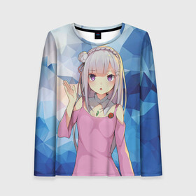 Женский лонгслив 3D с принтом Emilia&Rem в Нижнем Новгороде, 100% полиэстер | длинные рукава, круглый вырез горловины, полуприлегающий силуэт | anime | emilia | re | re zero | rem | аниме | жизнь с нуля | ре зеро | рем | эмилия