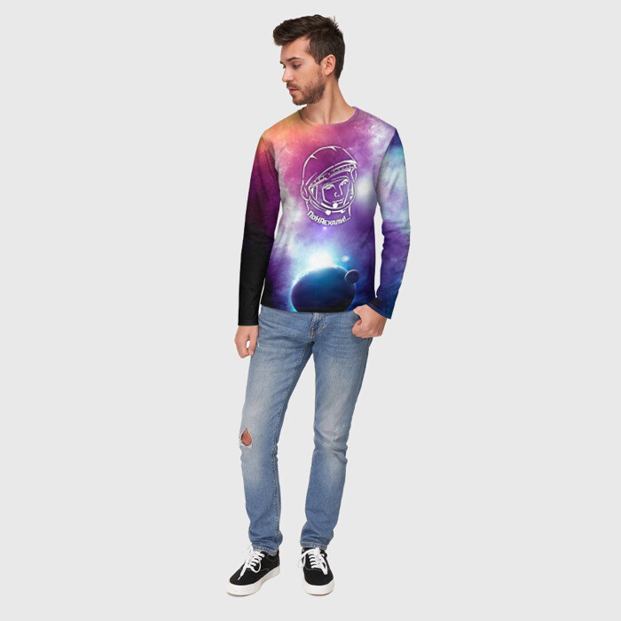 Мужской лонгслив 3D Гагарин 4 фото