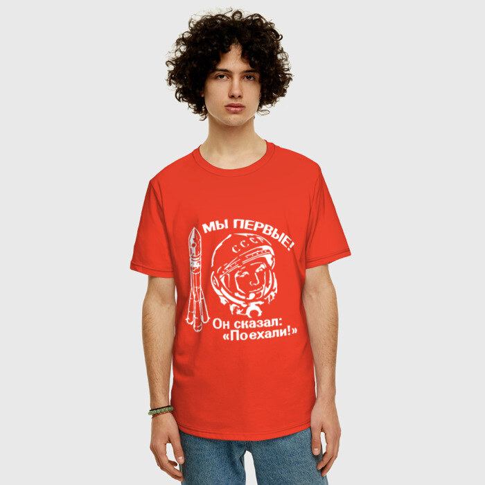 Мужская футболка хлопок Oversize ЮРИЙ ГАГАРИН - 