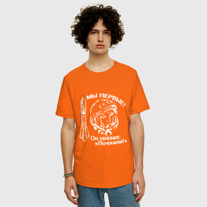 Мужская футболка хлопок Oversize ЮРИЙ ГАГАРИН - 