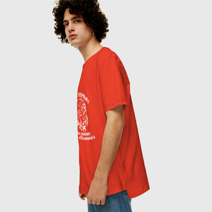 Мужская футболка хлопок Oversize ЮРИЙ ГАГАРИН - 
