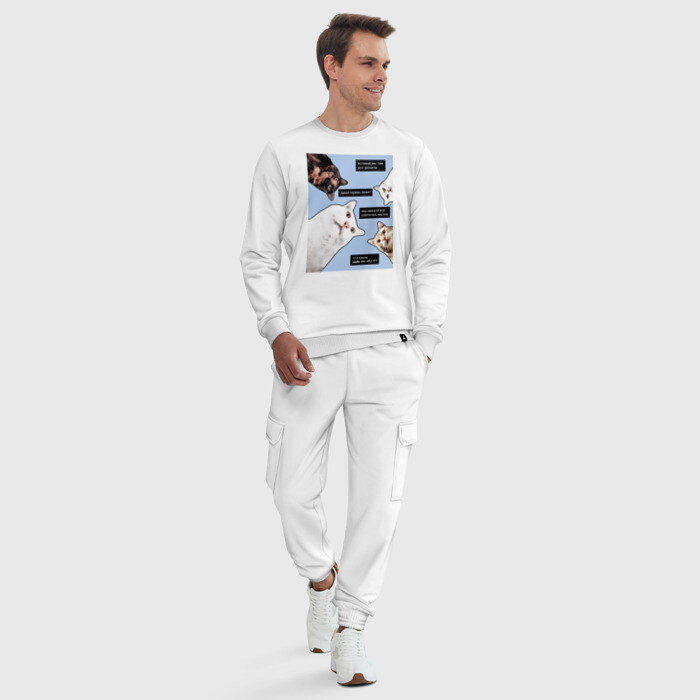 Мужской костюм хлопок коты программиста все уронили фото